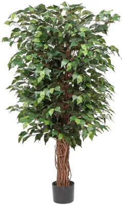 Obrázek produktu pro Umělý fíkus benjamín, velký, výška 123 cm, s 672 listy, ideální do obývacího pokoje a předsíně