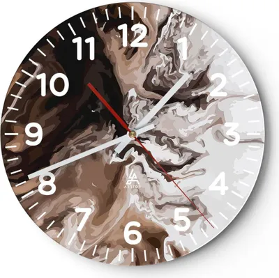 Produktbild von Wanduhr - Rund - Glasuhr - Abstraktion modern - 40x40cm - Schleichendes Uhrwerk - Lautlos - zum Aufhängen bereit - Dekoration Modern - Wanddekoration aus Glas - C4AR40x40-4073