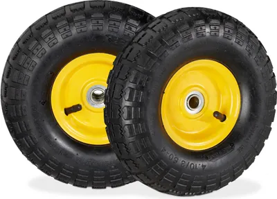 Produktbild von relaxdays Sackkarrenräder luftbereift schwarz, gelb Stahl Felgen, Achse 1,6 cm