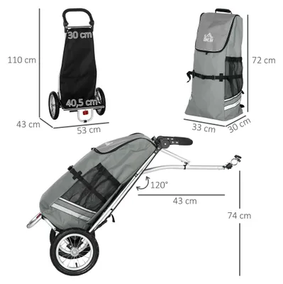 Produktbild von HOMCOM 2 in 1 Lastenanhänger Fahrradanhänger 12 Zoll-Luftreifen 24,3kg max