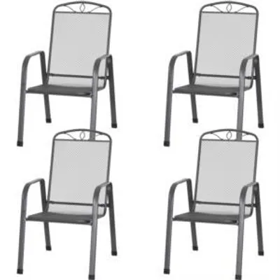 Produktbild von Elda Stapelsessel 4er Set Streckmetall anthrazit