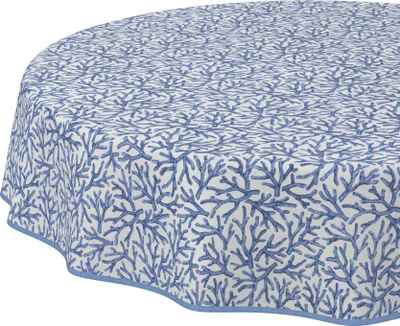 Produktbild von Tischdecke Maritim Korallen Blau Rund 120cm Band Wasserabweisend abwaschbar
