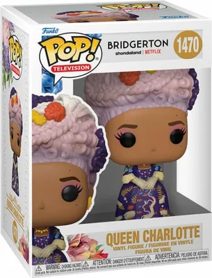 A Funko Pop! box featuring Queen Charlotte from Bridgerton.