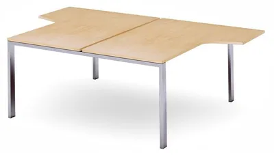 Produktbild von Mehrfacharbeitstisch Total L-Form BxTxH 180xx163/220x73cm Gestell verchromt Platte Melamin buche.