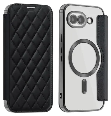 Immagine prodotto di Custodia per cellulare MagSafe per Google Pixel 10a con protezione RFID per fotocamera, motivo a rombi, nera