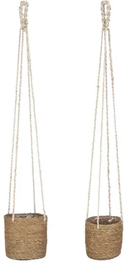 Productafbeelding van Mica Decorations Atlantic Plantenmand - Set van 2 - H16 x Ø16 cm - Lichtbruin