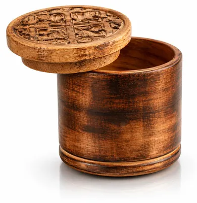 Rustikale Holz-Zuckerdose mit Deckel, handgefertigt, 10 cm