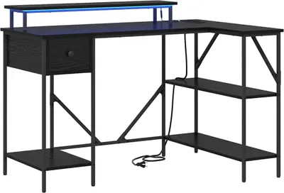 Immagine prodotto di vidaXL Scrivania con scaffale, effetto rovere nero, 120 x 79 x 86,5 cm
