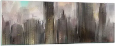 Produktbild von Bilder auf glas - Stadt Abstraktion - 90x30cm - Glasbilder - Wandbilder - Kunstdruck - zum Aufhängen bereit - Wanddekoration aus Glas - Glas Bilder - Wandbild auf Glas - Einteilig - GAB90x30-3675
