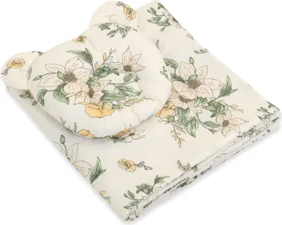 Produktbild von Teddybär-Bettdecke und Konturkissen - 2-teiliges Set - Clematis auf Beige