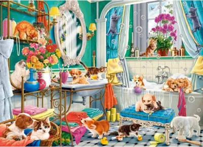 Produktbild von CASTOR Puzzle 100 Teile - Verrücktes Haustierbad
