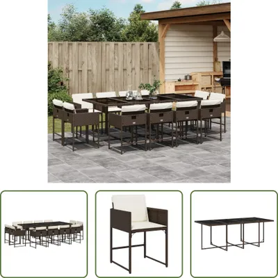 Produktbild von The Living Store 13-tlg. Garten-Essgruppe mit Kissen Braun Poly Rattan