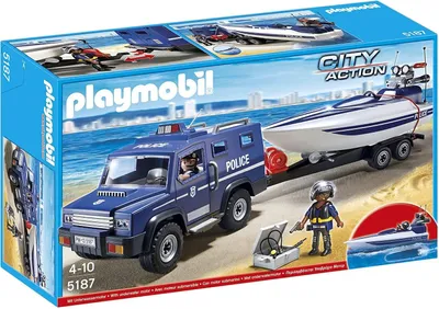 Immagine prodotto di PLAYMOBIL 5187 Polizia d'azione con camion e motoscafo