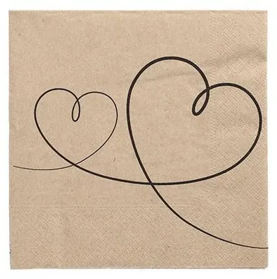 Produktbild von 200 Papstar Servietten, 3-lagig 1/4-Falz 33 cm x 33 cm natur Love aus recyceltem Papier 89805