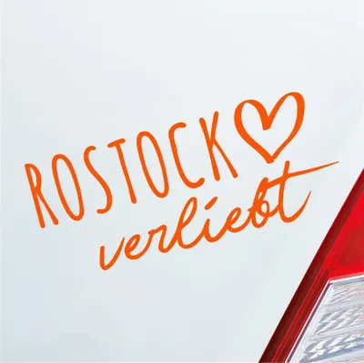Produktbild von Auto Aufkleber Rostock verliebt Herz Stadt Heimat Liebe Car 19x8 cm Orange Sticker Heckscheibenaufkleber