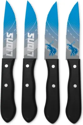 Produktbild von NFL Detroit Lions Steakmesser 4-teilig Set Football Messer Set Barbecue