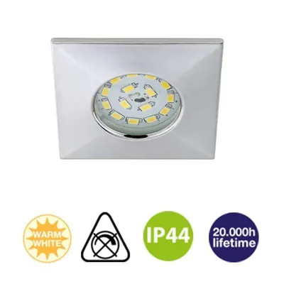 Produktbild von Briloner LED Einbauleuchte 5W 400lumen 3000K Warmweiß IP44 Chrom Viereckig