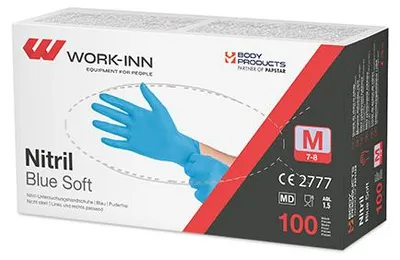 Zdjęcie produktu dla 1000 Work-Inn Rękawiczki WORK-INN, nitrylowe bezpudrowe Blue Soft niebieskie rozmiar M 98433