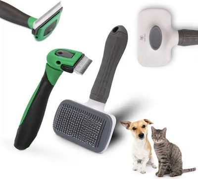 Produktbild von Famanu Set von 2 Hund- und Katzenbürsten für Fell- und Krallenpflege - 2-teilig