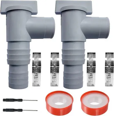 Productafbeelding van Zwembadreinigingsklep met 32/38 mm slang aansluiting, dubbele zwembadverdeelklep, zwembadaccessoires, geschikt voor bovengrondse zwembaden en zwembadpompen (2 sets).