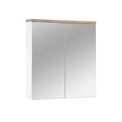 Zdjęcie produktu dla Szafka Łazienkowa Z Lustrem 80 Cm Biała Nowoczesna 2 Drzwi