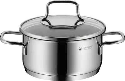 Produktbild von WMF Astoria Topfset 5-teilig, Cromargan Edelstahl poliert, Töpfe mit Glasdeckel, Induktionstöpfe, Topf Induktion, unbeschichtet