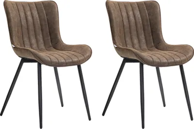 Image de Lot de 2 chaises de salle š€ manger design moderne et capitonnšŠ pour salon, salle š€ manger, chambre š€ coucher, marron