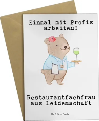 Produktbild von Mr. & Mrs. Panda babykarte Restaurantfachfrau Leidenschaft - Weiß - Geschenk, einladungskarten, Ausbildung, Grußkarte, weihnachtskarten, Restaurant, Lustig, dankeskarten