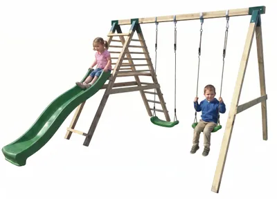 Produktbild von Schaukelgerüst mit Rutsche  L 300, B 394, H 228 Doppelschaukel #4005