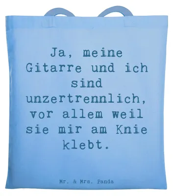 Produktbild von Mr. & Mrs. Panda Stoffbeutel Spruch Gitarre Freund - Sky Blue - Geschenk, Musik, Musiker, Shopping Tasche, Gitarristen, totebag, Lernen, Instrument, Jutetasche, Liebe