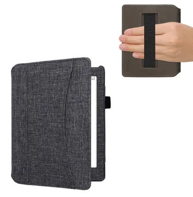 Produktbild von kwmobile Flip Hülle kompatibel mit Kobo Aura H2O Edition 2 - Vorderfach Handschlaufe - Dunkelblau