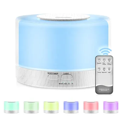 Produktbild von Aroma Diffuser 500 ml, Ätherisches Öl Diffusor mit LED-Licht, 2 Helligkeitsstufen, 25 ml/h, 2 Sprühmodi, Timer, Weiß