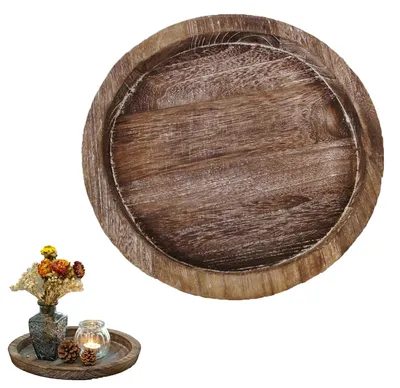 Imagen del producto de Bandeja decorativa vintage de madera, 28 cm