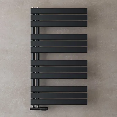 Image de doporro Radiateur de Salle de Bain Sèche-Serviette 104x60cm Radiateur à Eau Chaude Gris Noir Sèche-Serviettes Design FN