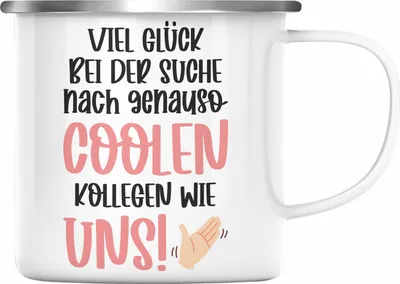 Produktbild von Trendation - Jobwechsel Emaille Tasse Geschenk Kollegin Kollege Abschied Lustig Abschiedsgeschenk Sprüche Neuer Job Coole Kollegen (Silber)