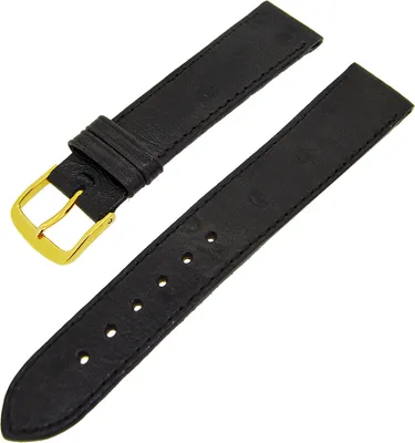 Produktbild von Uhrenarmband Kalbsleder mit Muster Schwarz Ton in Ton 20mm S Donschließe Gold