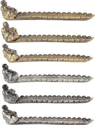 Image de Clayre & Eef Bougeoir Buddha Argent Doré 33x8x7 cm