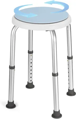 Produktbild von Duschhocker 360° drehbar, Höhe 34-52 cm, bis 136 kg, Aluminium, für Senioren