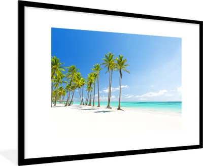 Produktbild von MuchoWow® Gerahmtes Poster Tropisch - Strand - Palme 90x60 cm - Poster mit Schwarzem Bilderrahmen Wandposter Rahmen Foto Bilder - Wanddekoration - Fotos