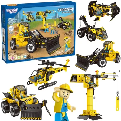 Immagine prodotto di WOOPIE Blocchi da Costruzione: Costruisci Veicoli da Cantiere, 8 Modelli, Educazione STEAM