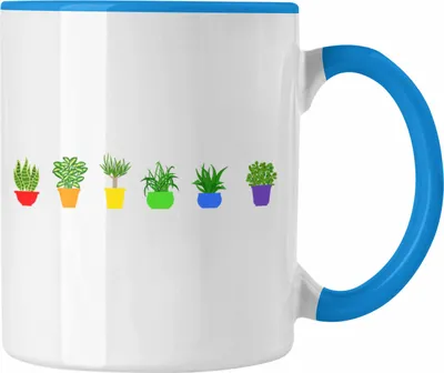 Produktbild von Trendation - Regenbogen Tasse Geschenk LGBT Schwule Lesben Transgender Grafik Pride Pflanzen Grafik (Blau)