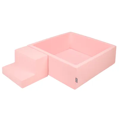 Zdjęcie produktu dla KiddyMoon piankowy plac zabaw ppzp-kw30d-122 z piłeczkami różowy: pudrowy róż-perła-transparent basen 100/schodek zabawka plac zabaw