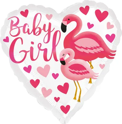 Produktbild von Amscan Foil Balloon Baby Girl Flamingo 45 Cm White/Pink