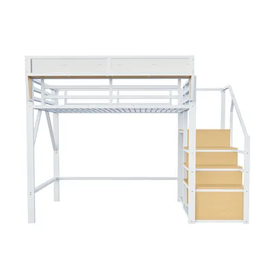Produktbild von Hausbett mit Sicherheitsleiter und flexiblem Staufach Hochbett Kinderbett Einzelbett 140x200cm Weiß