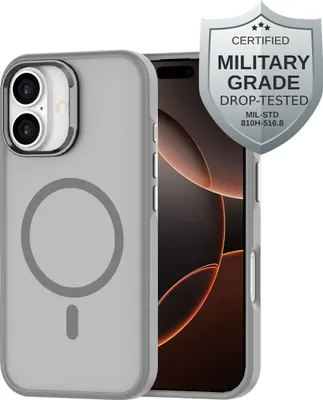 Image de Cazy Coque compatible avec iPhone 16 Coque compatible avec MagSafe - Military Grade Backcover - Gris