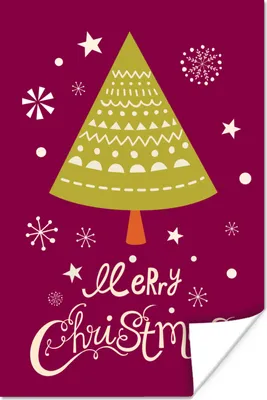 Produktbild von MuchoWow® Poster Weihnachtsbaum - Schnee - Weihnachten - Frohe Weihnachten 120x180 cm - Kunstposter