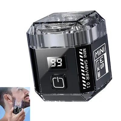 Produktbild von 2in1 Elektrorasierer Nasenhaartrimmer Schwarz IPX7 500mAh LED Anzeige kompakt Reise Bad Pflege