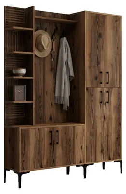 Produktbild von Dovarese - Flurmöbel, 150x200x35h cm Nussbraun, Garderobe