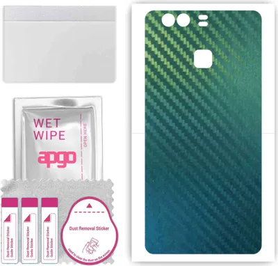 Produktbild von apgo Rückseite Schutzfolie, Skin, kompatibel mit Huawei P9 Plus, Hinten Displayschutzfolie aus Vinylfolie, kratzfest, einfache Montage - Kohlenstoff-Chamäleon CAKA1