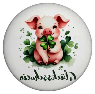 Produktbild von Rundes Glücksschwein mit Kleeblatt Magnet